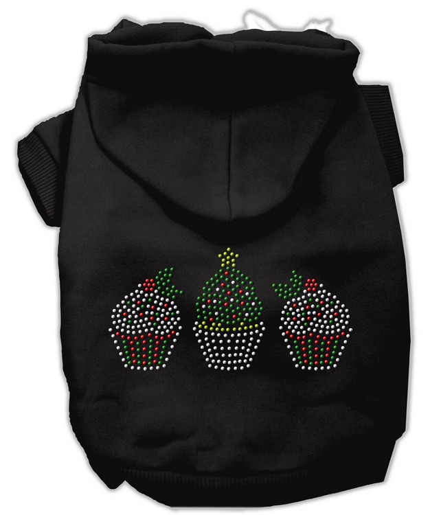 Christmas Cupcakes Rhinestone Hoodie Black XL